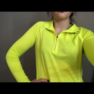 Neon Danskin Exercise Shirt Quarter Zip Pullover